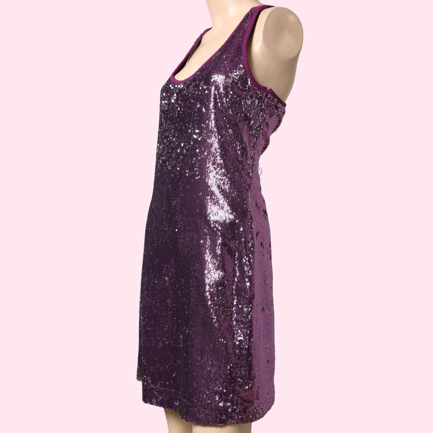 BADGLEY MISCHKA Violet Sequin Scoop Neck Tank Dress
