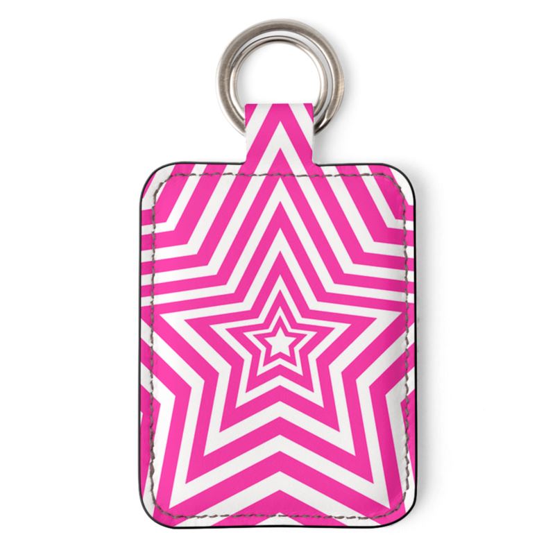 UNTITLED BOUTIQUE Pink and White Leather Stars Keyring