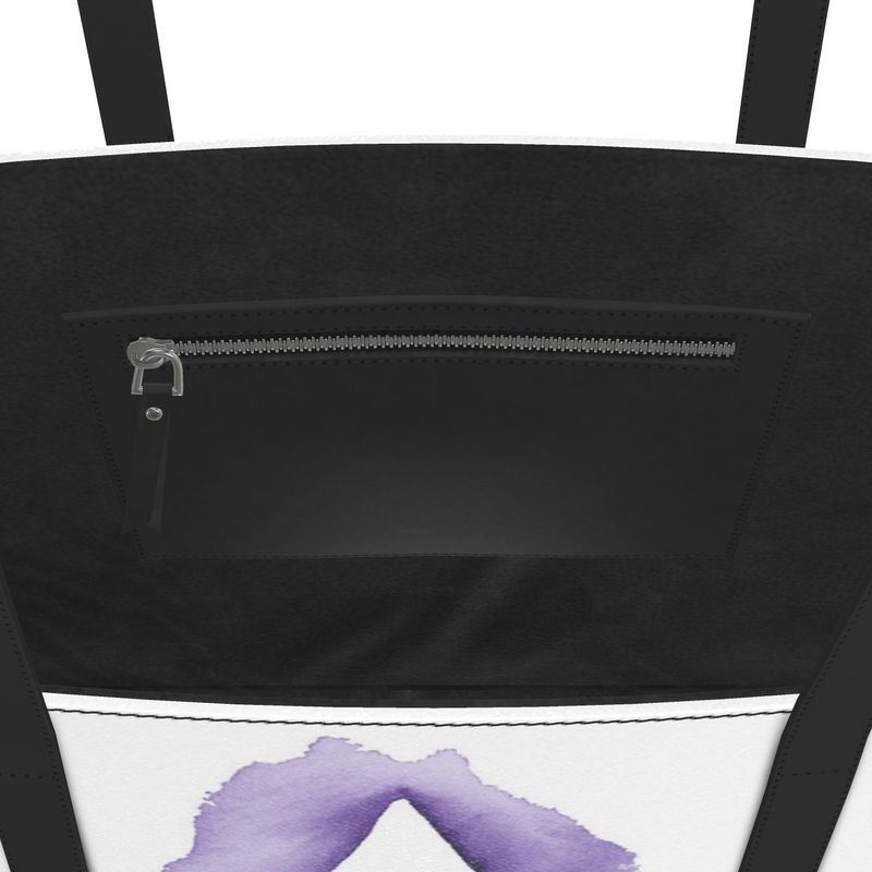 UNTITLED BOUTIQUE White and Purple Kika Leather Star Tote Bag - Limited Edition