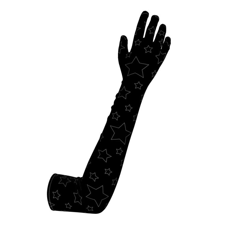 UNTITLED BOUTIQUE Black Velour Constellation Stars Long Gloves