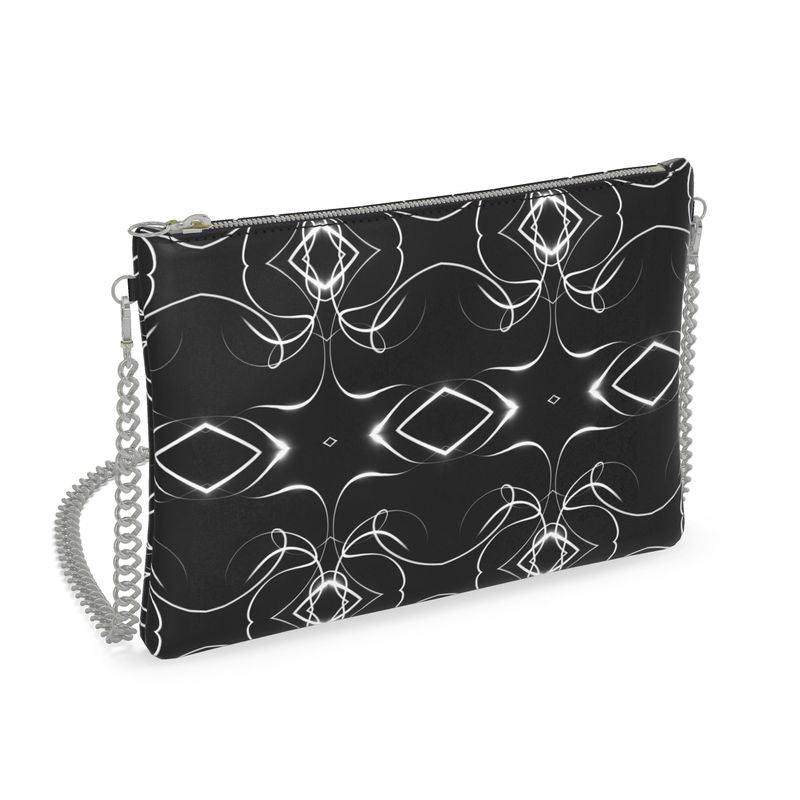 UNTITLED x Indira Cesarine "Lumière" Series Black and White Kaleidoscopic Crossbody Bag With Chain - Limited Edition