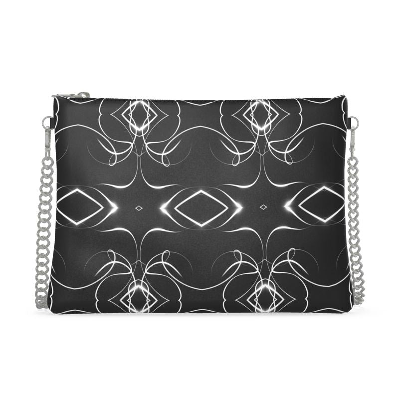 UNTITLED x Indira Cesarine "Lumière" Series Black and White Kaleidoscopic Crossbody Bag With Chain - Limited Edition