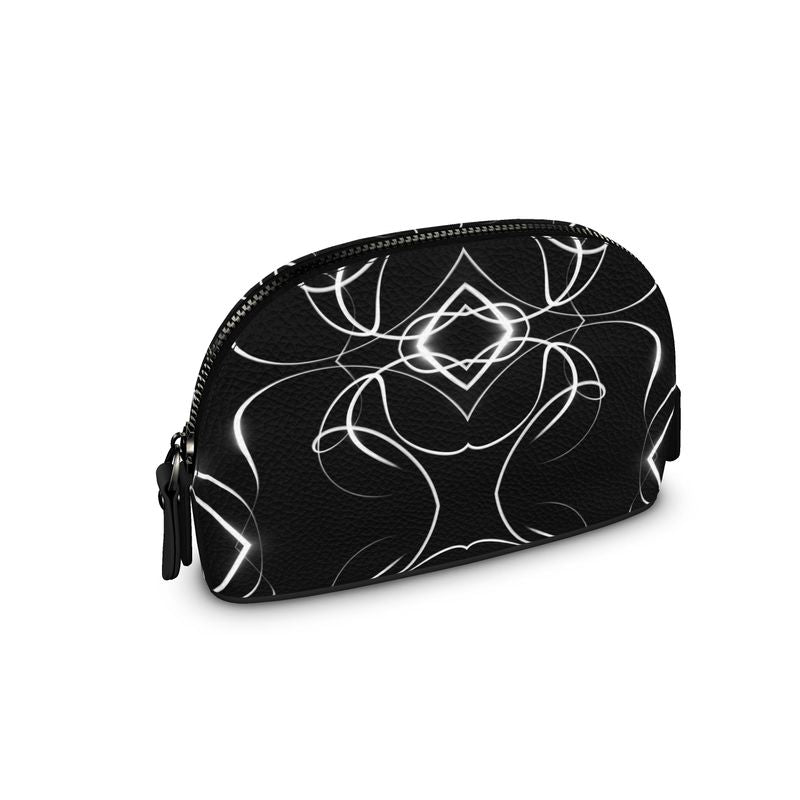 UNTITLED x Indira Cesarine "Lumière" Series Black and White Kaleidoscopic Premium Nappa Makeup Bag - Limited Edition