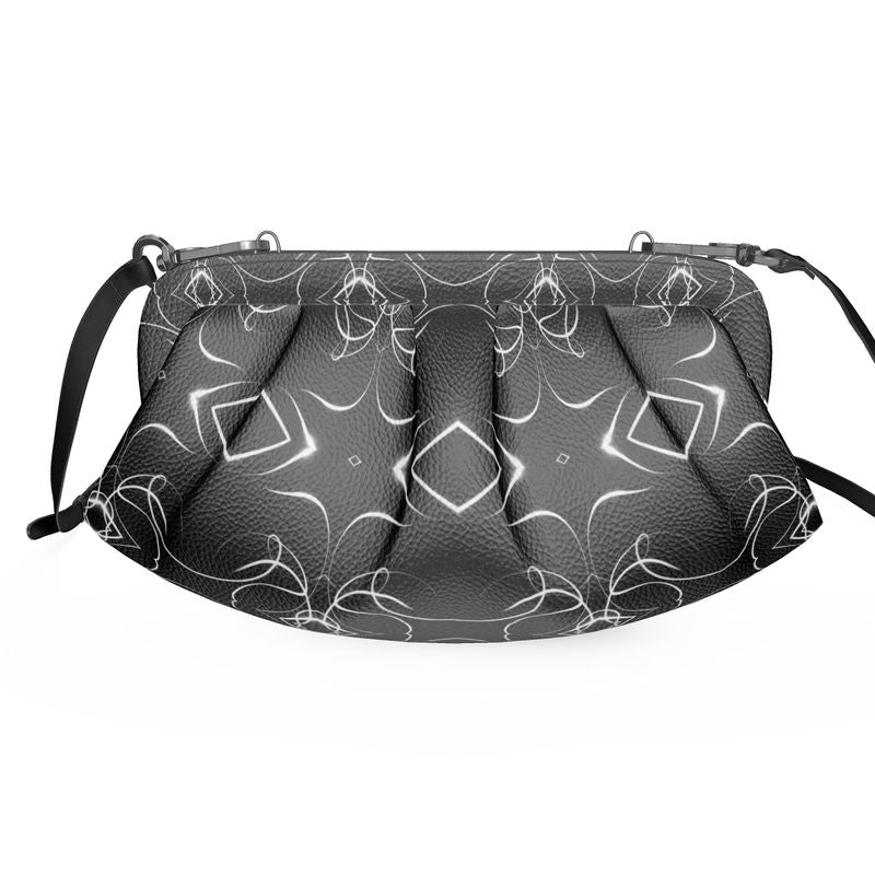 UNTITLED x Indira Cesarine "Lumière" Series Black and White Kaleidoscopic Pleated Soft Frame Bag - Limited Edition