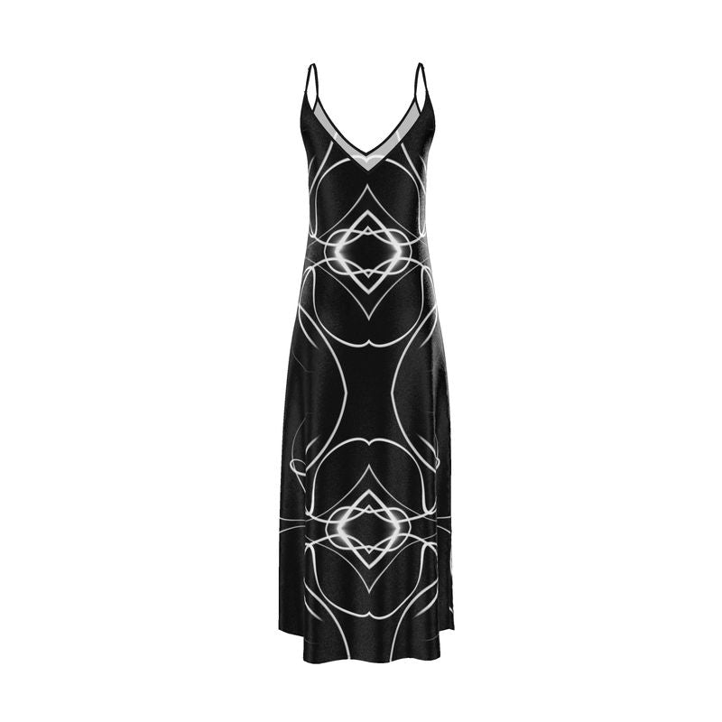 UNTITLED x Indira Cesarine "Lumière" Series Black and White Kaleidoscopic Slip Dress - Limited Edition