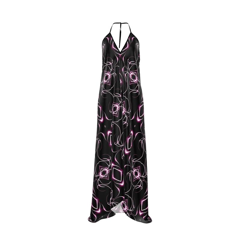 UNTITLED x Indira Cesarine "Lumière" Series Black and Pink Kaleidoscopic Halterneck Backless Dress - Limited Edition