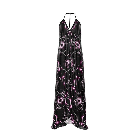 UNTITLED x Indira Cesarine "Lumière" Series Black and Pink Kaleidoscopic Halterneck Backless Dress - Limited Edition
