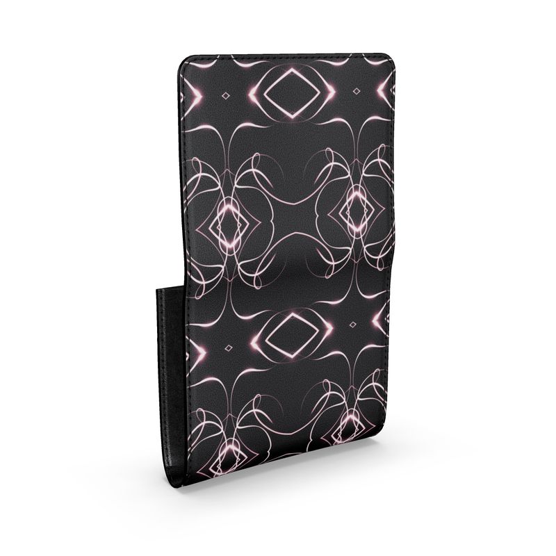 UNTITLED x Indira Cesarine "Lumière" Series Black and Pink Kaleidoscopic Small Leather Foldover Wallet - Limited Edition