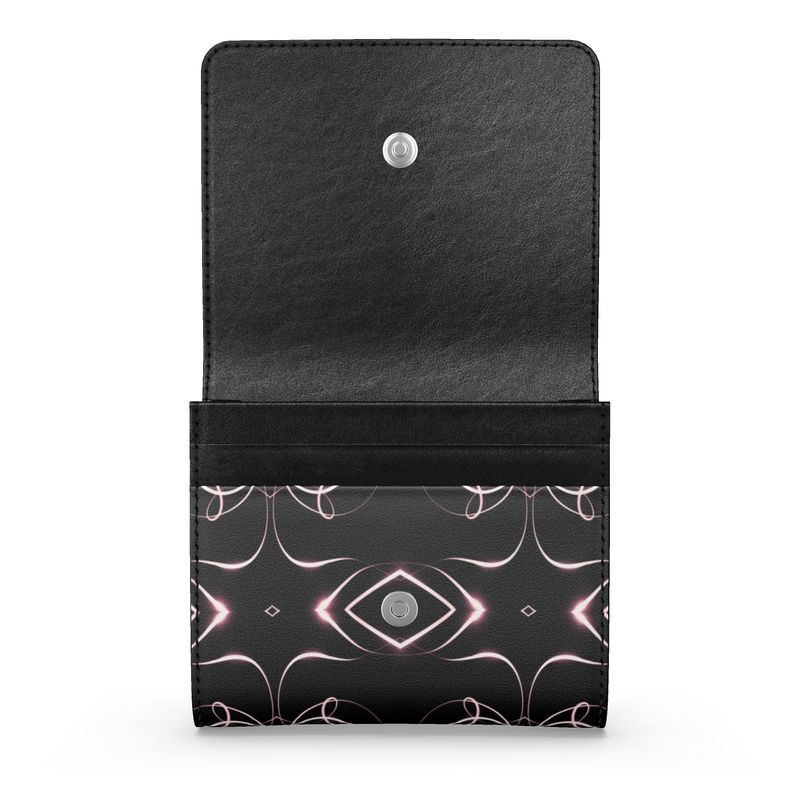 UNTITLED x Indira Cesarine "Lumière" Series Black and Pink Kaleidoscopic Small Leather Foldover Wallet - Limited Edition