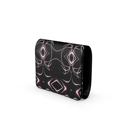UNTITLED x Indira Cesarine "Lumière" Series Black and Pink Kaleidoscopic Small Leather Foldover Wallet - Limited Edition