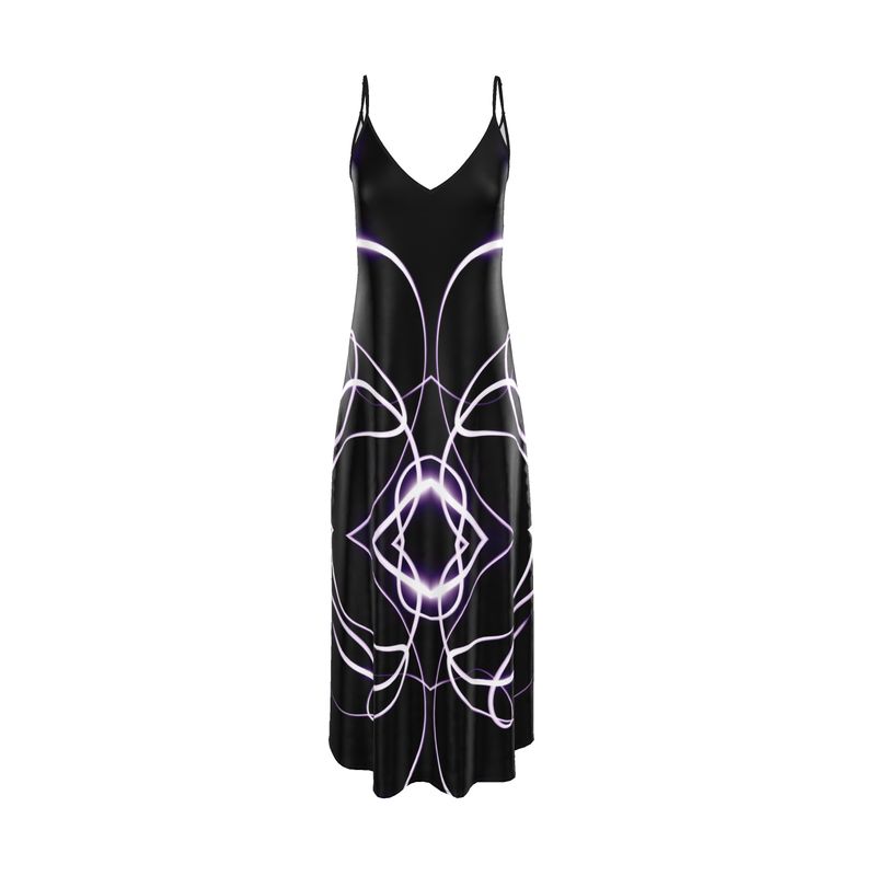 UNTITLED x Indira Cesarine "Lumière" Series Black and Violet Kaleidoscopic Slip Dress - Limited Edition