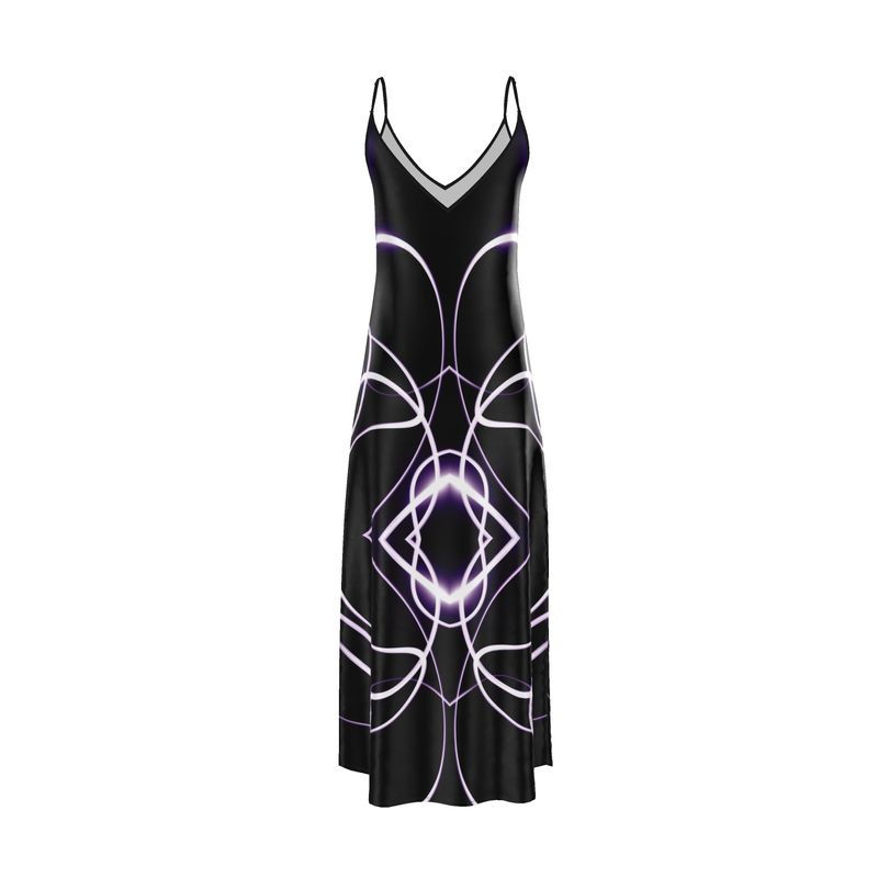 UNTITLED x Indira Cesarine "Lumière" Series Black and Violet Kaleidoscopic Slip Dress - Limited Edition