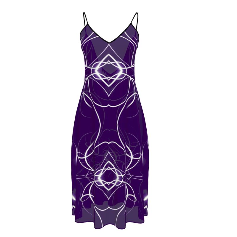 UNTITLED x Indira Cesarine "Lumière" Series Violet and White Kaleidoscopic Sleeveless Midi Dress - Limited Edition
