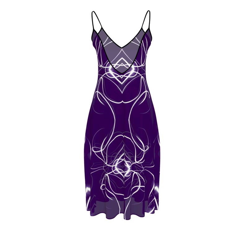 UNTITLED x Indira Cesarine "Lumière" Series Violet and White Kaleidoscopic Sleeveless Midi Dress - Limited Edition