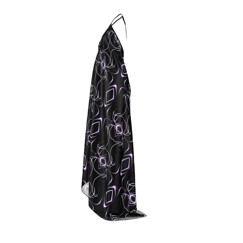 UNTITLED x Indira Cesarine "Lumière" Series Black and Violet Kaleidoscopic Halter Neck Backless Dress - Limited Edition