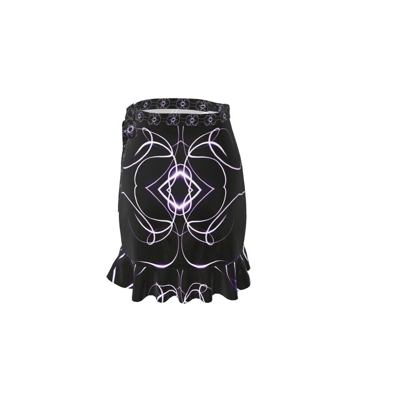 UNTITLED x Indira Cesarine "Lumière" Series Black and Violet Kaleidoscopic Flounce Skirt - Limited Edition