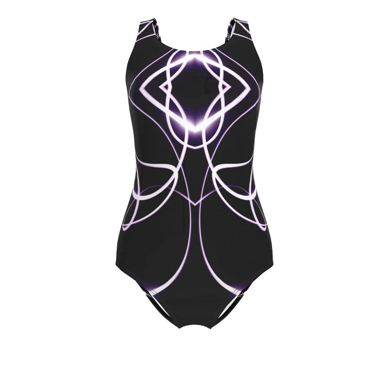 UNTITLED x Indira Cesarine "Lumière" Series Black and Violet Kaleidoscopic Swimsuit - Limited Edition