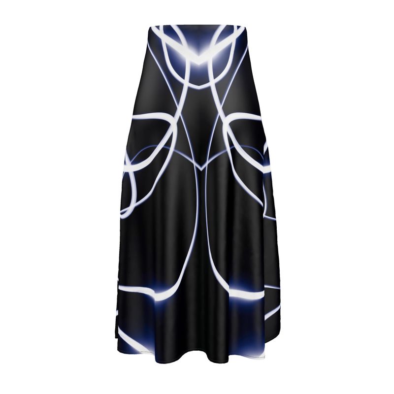 UNTITLED x Indira Cesarine "Lumière" Series Black and Blue Kaleidoscopic Midi Skirt - Limited Edition