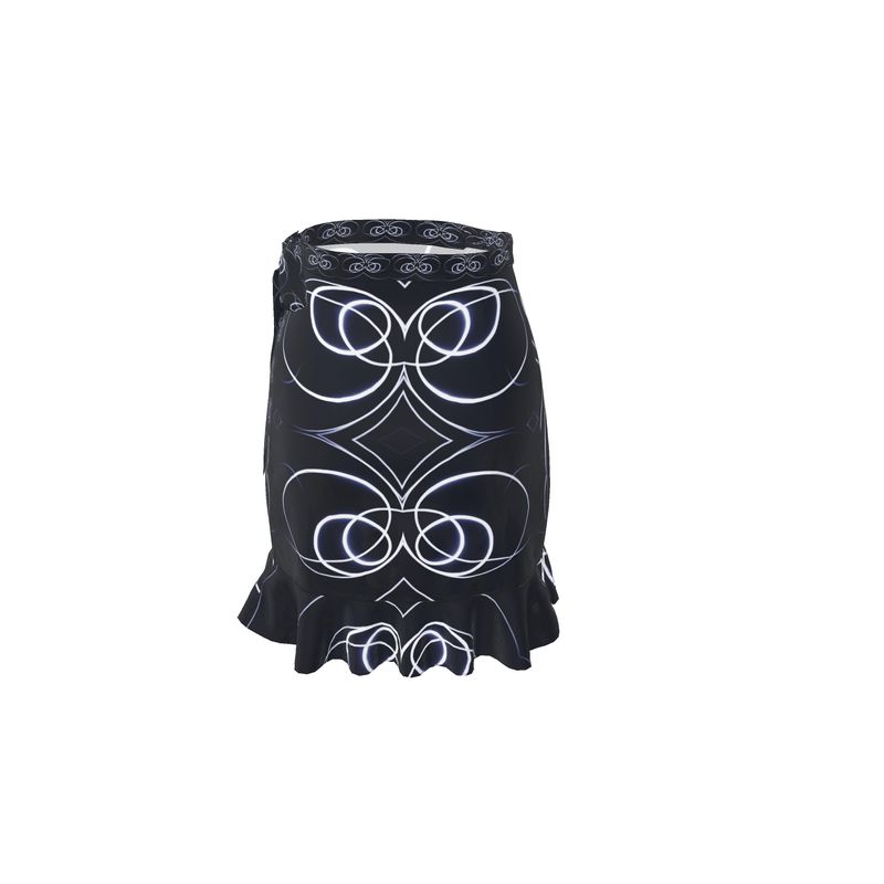 UNTITLED x Indira Cesarine "Lumière" Series Black and Blue Kaleidoscopic Flounce Skirt - Limited Edition