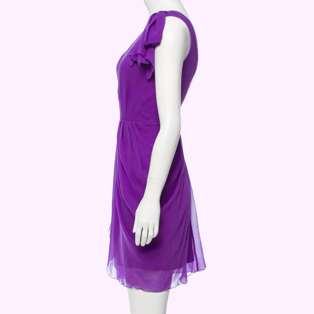 ALICE + OLIVIA Silk One Shoulder Violet Dress