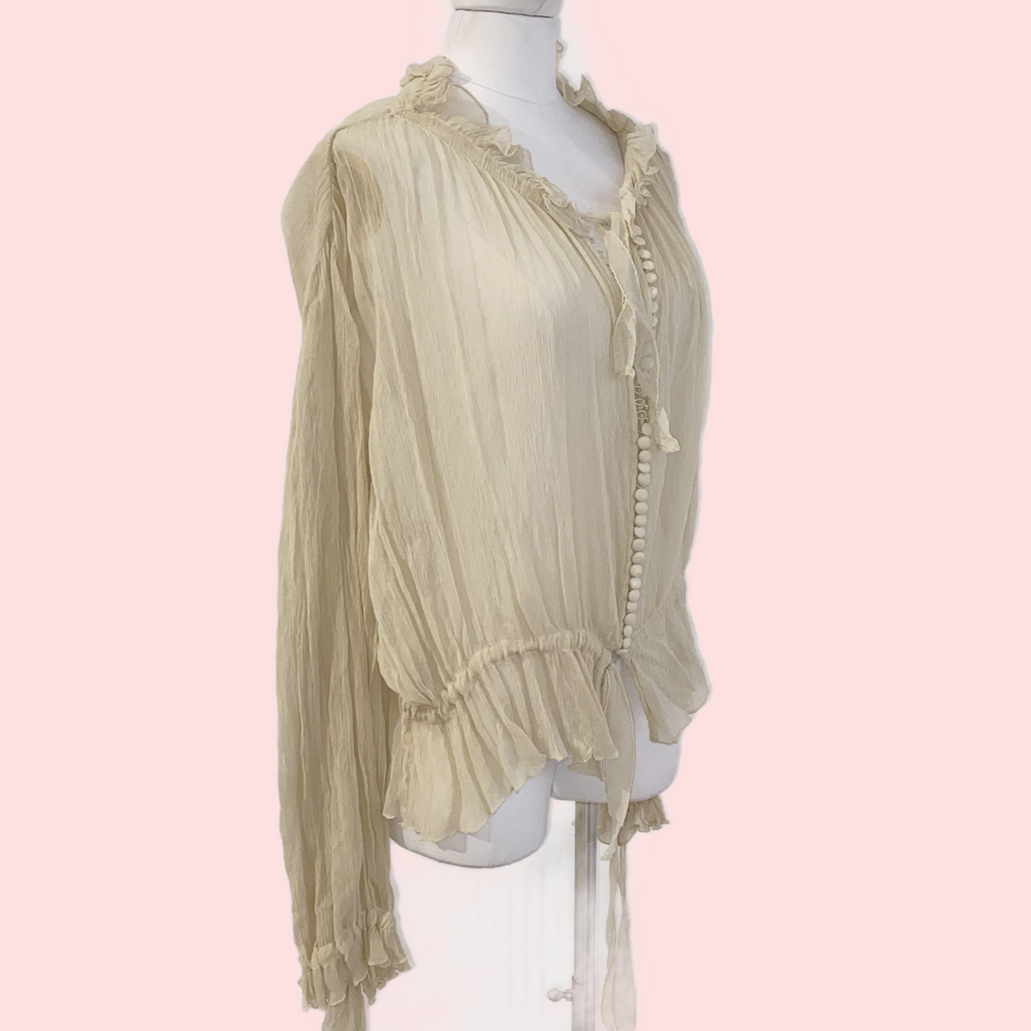 Kate Moss for Topshop Champagne Beige Silk Blouse