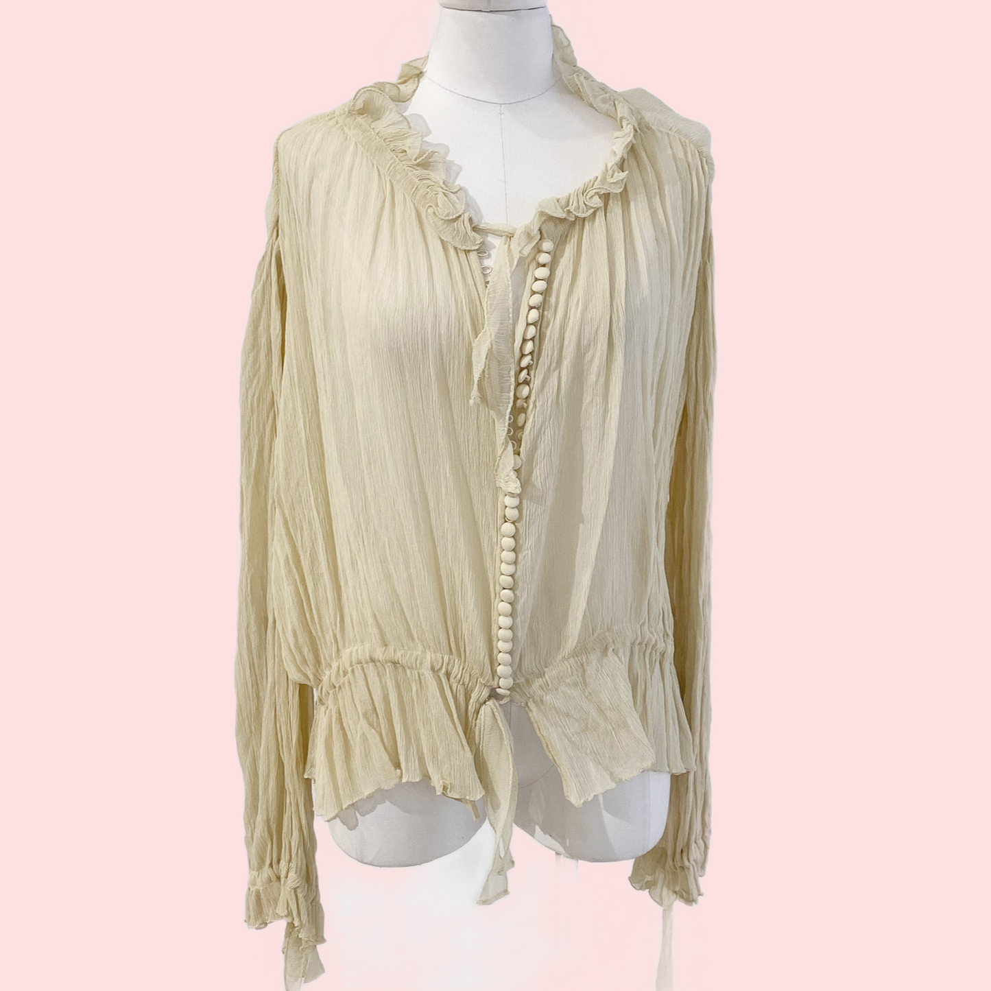 Kate Moss for Topshop Champagne Beige Silk Blouse