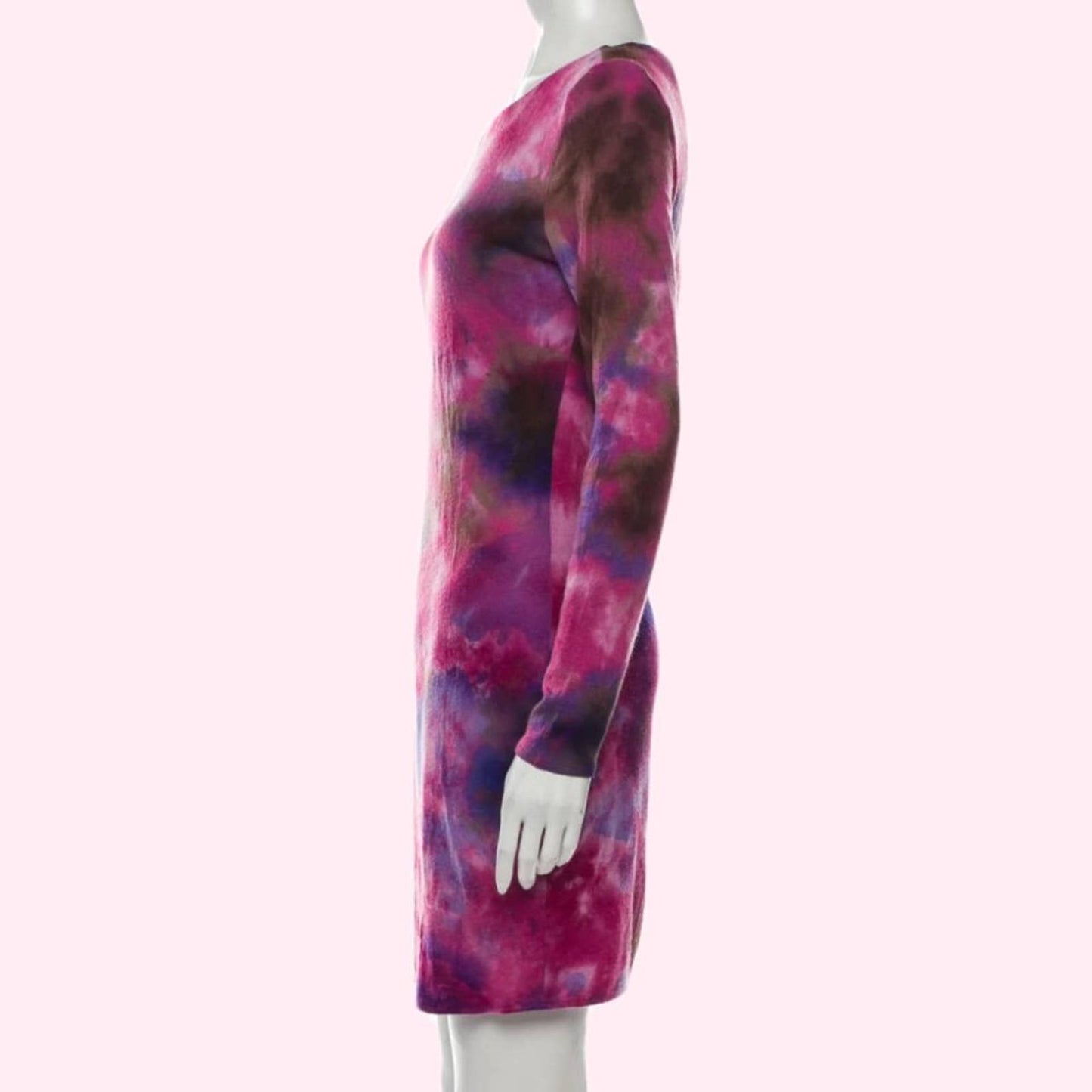 ALICE + OLIVIA Pink Tie-Dye Print Long Sleeve Dress