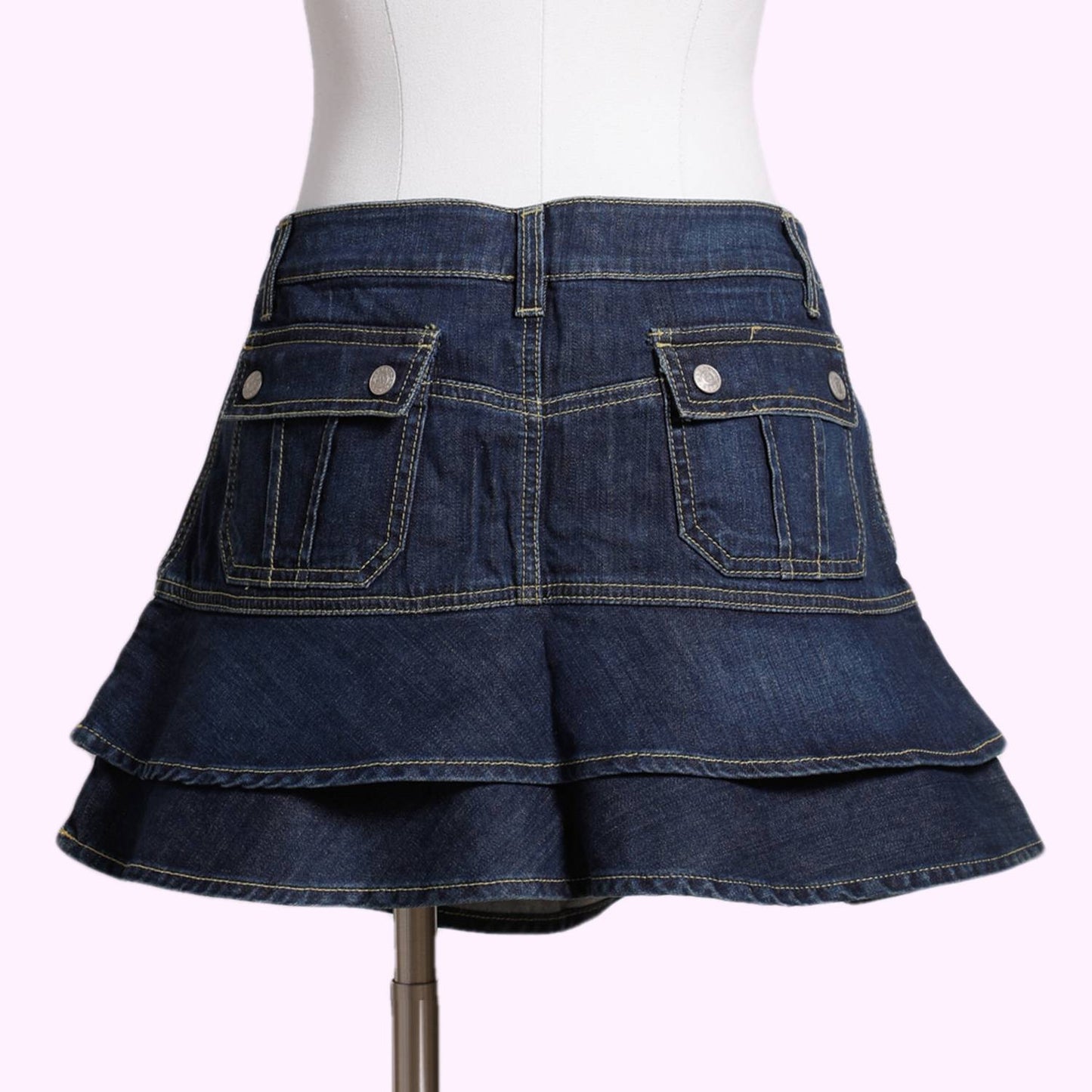 BCBGMAXAZRIA Dark Denim Ruffled Mini Skirt
