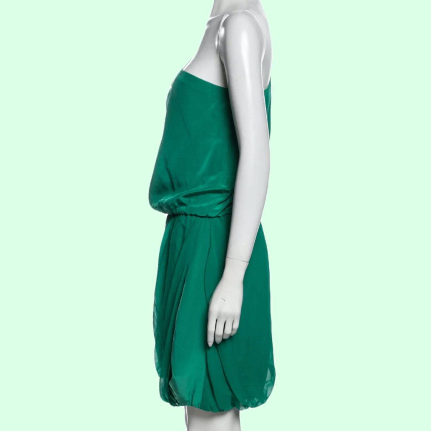 TIBI One Shoulder Turquoise Silk Dress