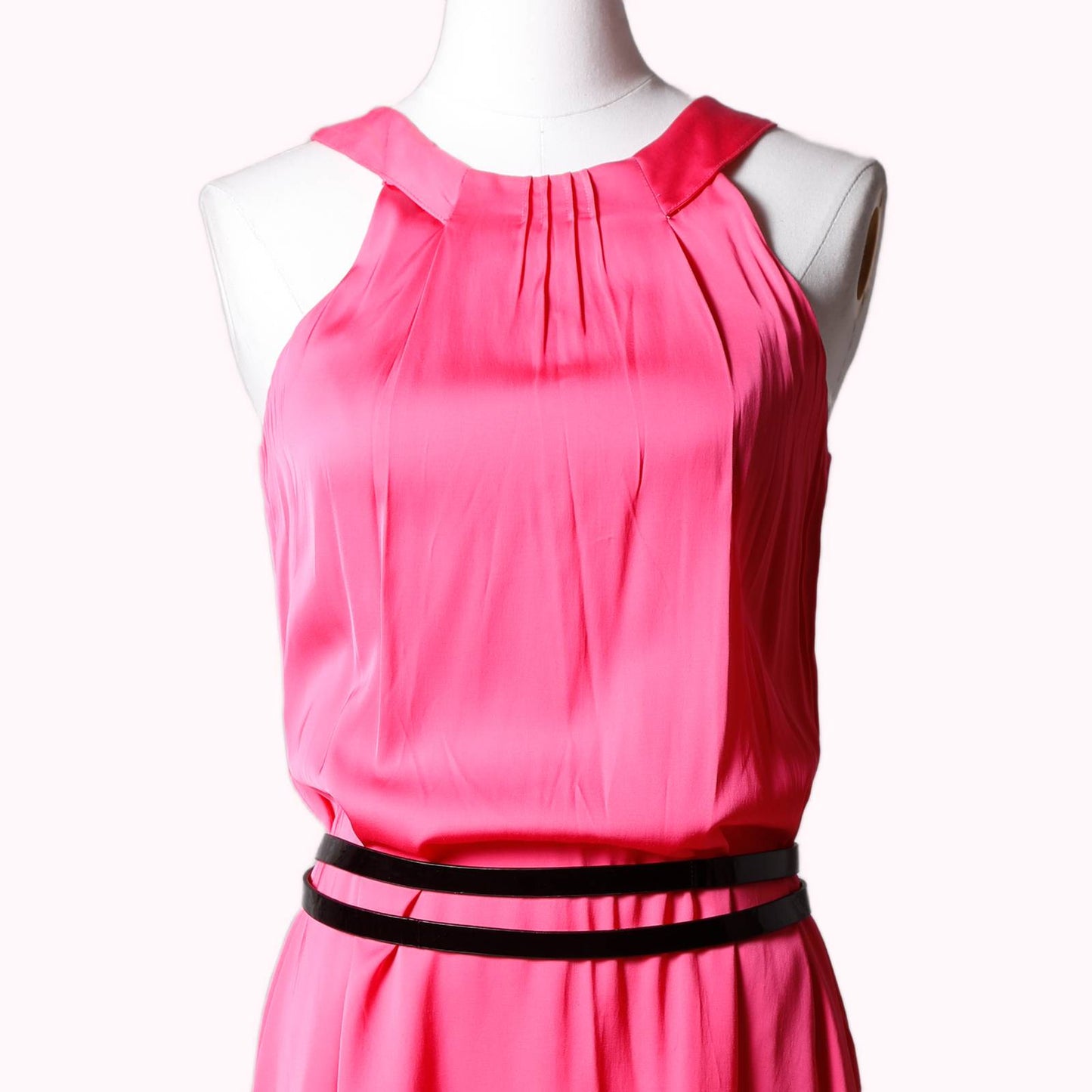 THEORY Crew Neck Neon Pink Mini Dress