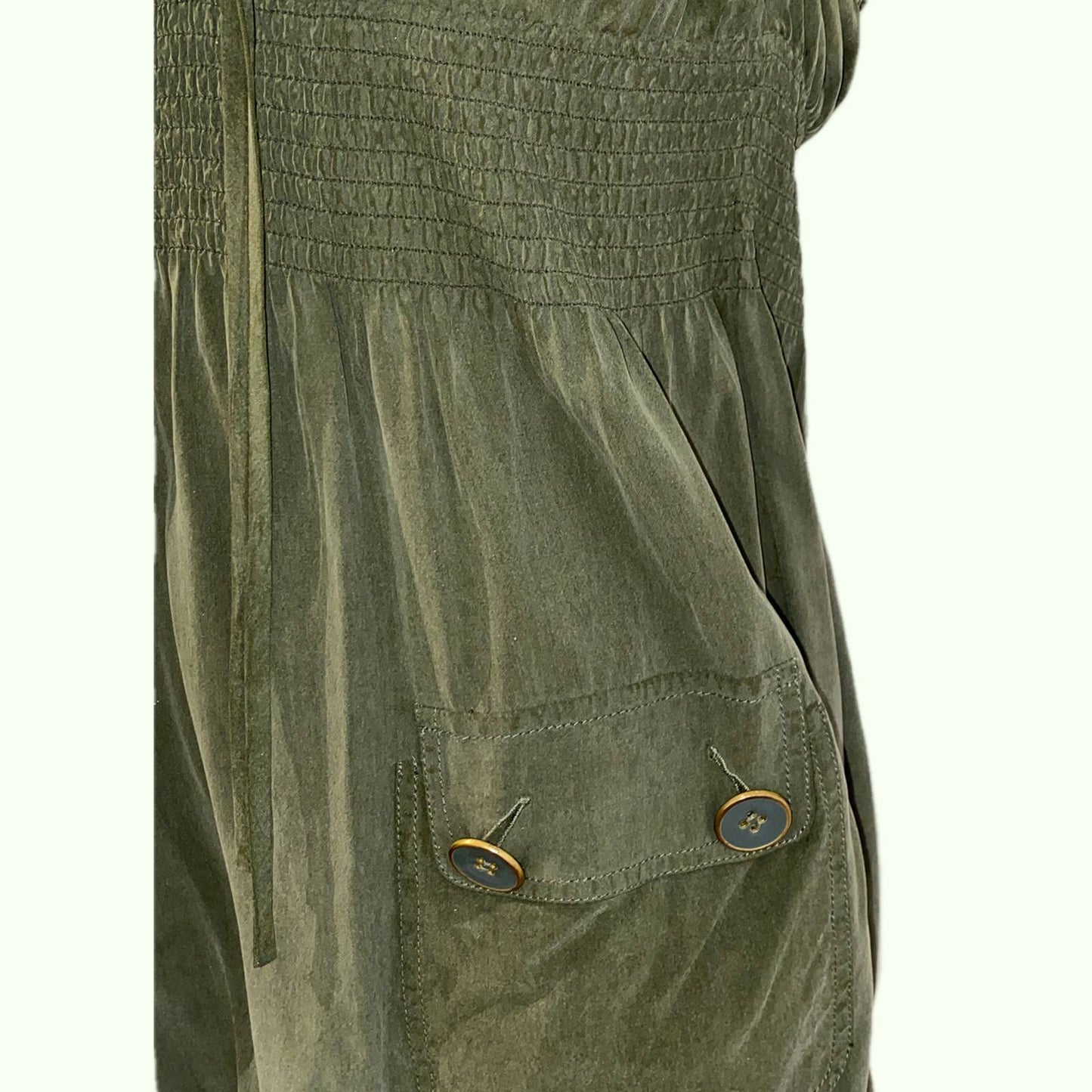 TIBI Olive Strapless Silk Dress