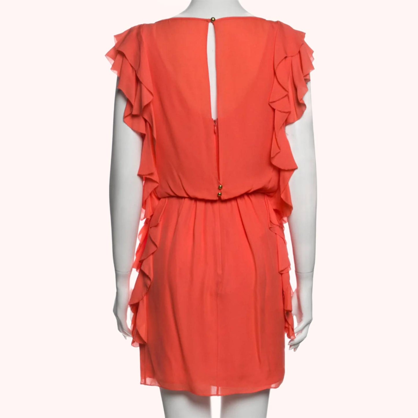 TIBI Orange Silk Ruffled Dress