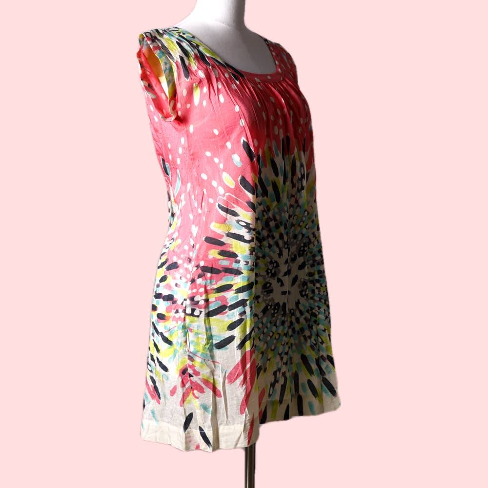 PAUL & JOE Sleeveless Printed Mini Cotton/Silk Tunic Dress