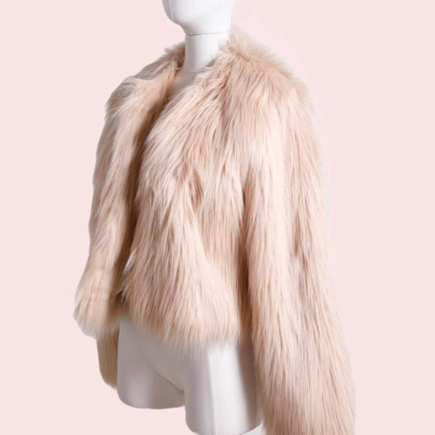 VINTAGE Pale Pink Faux Fur Jacket