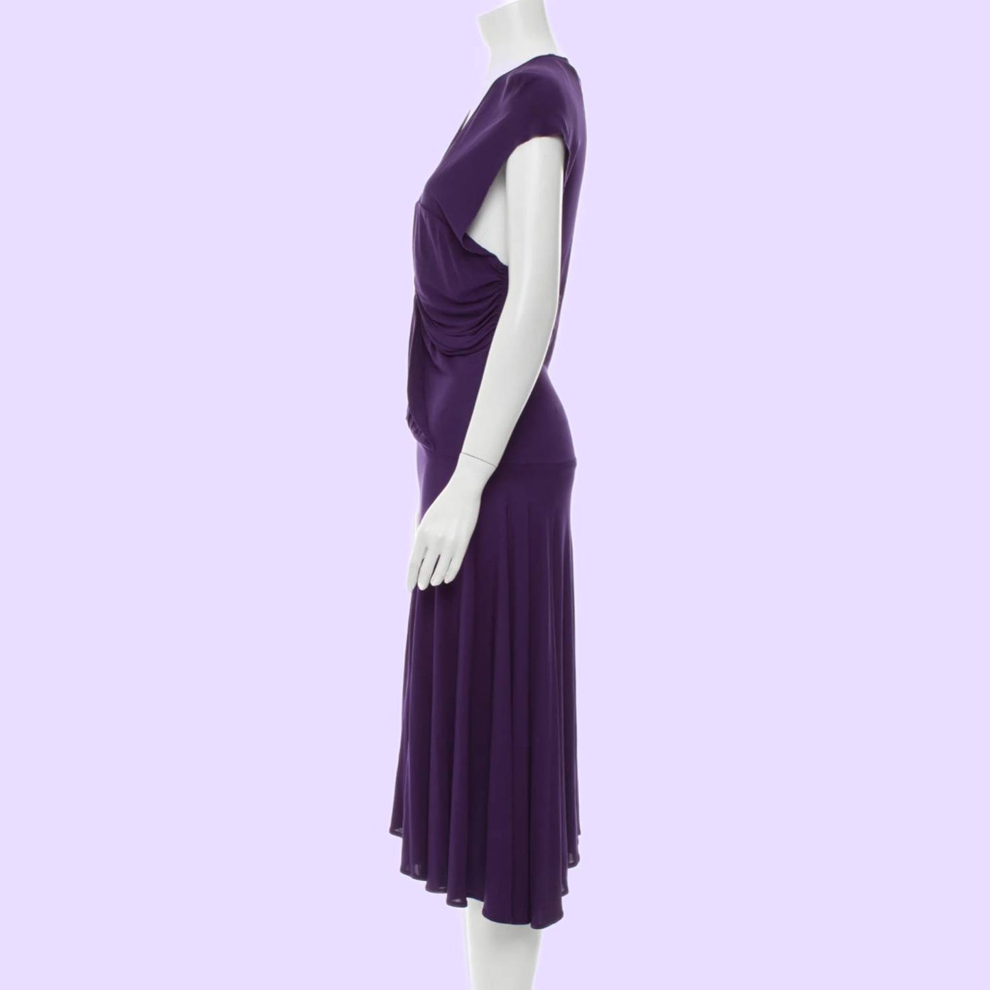 YIGAL AZROUEL V-Neck Long Purple Dress