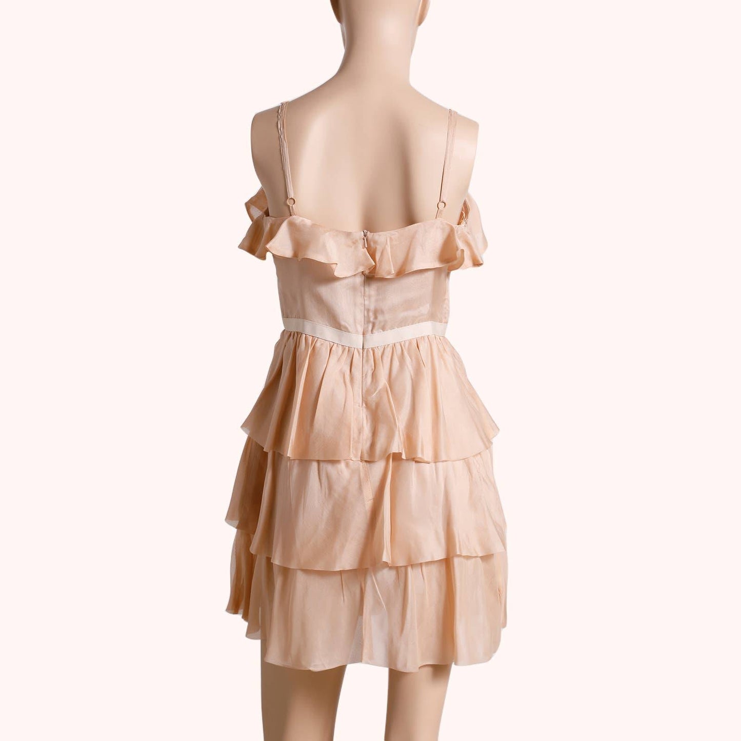 TOPSHOP Vintage Pink Ruffled Silk Sleeveless Dress