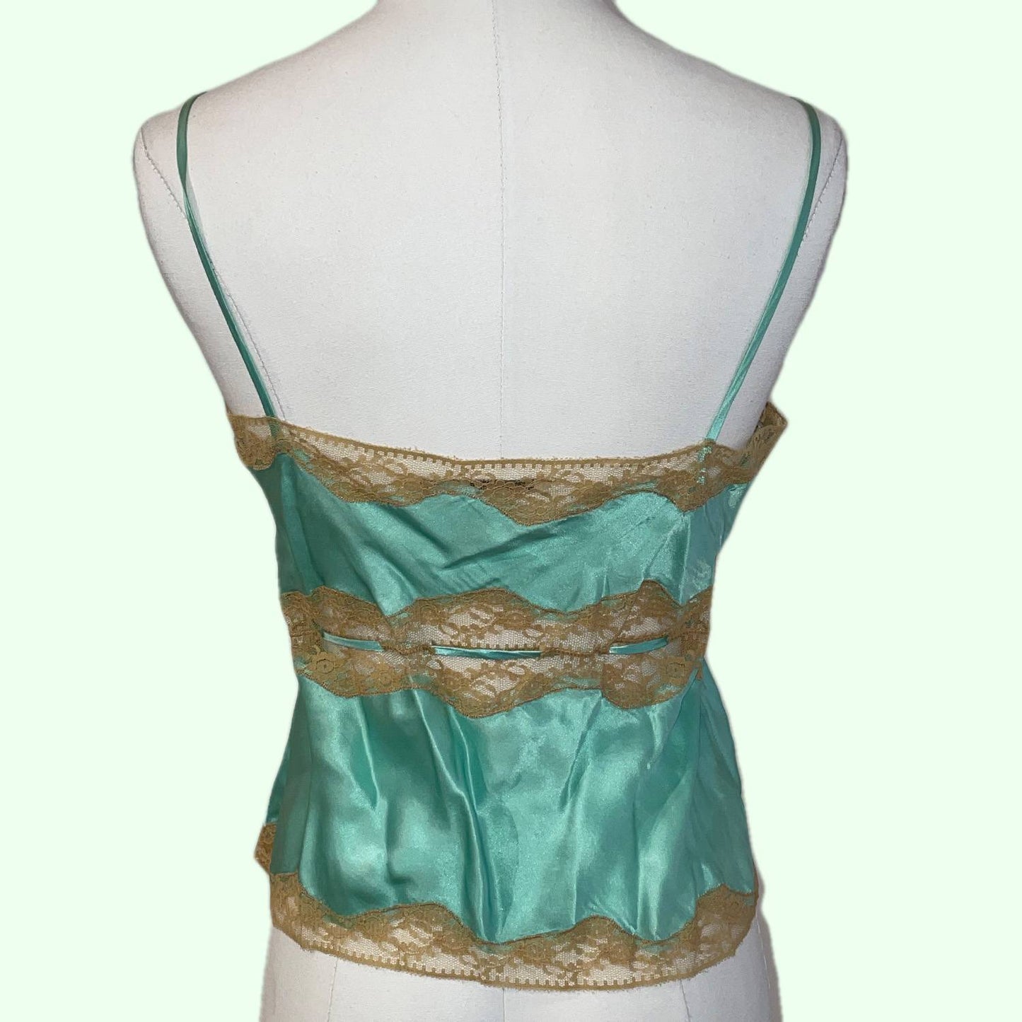 PINK SODA Turquoise and Beige Silk Lace Top