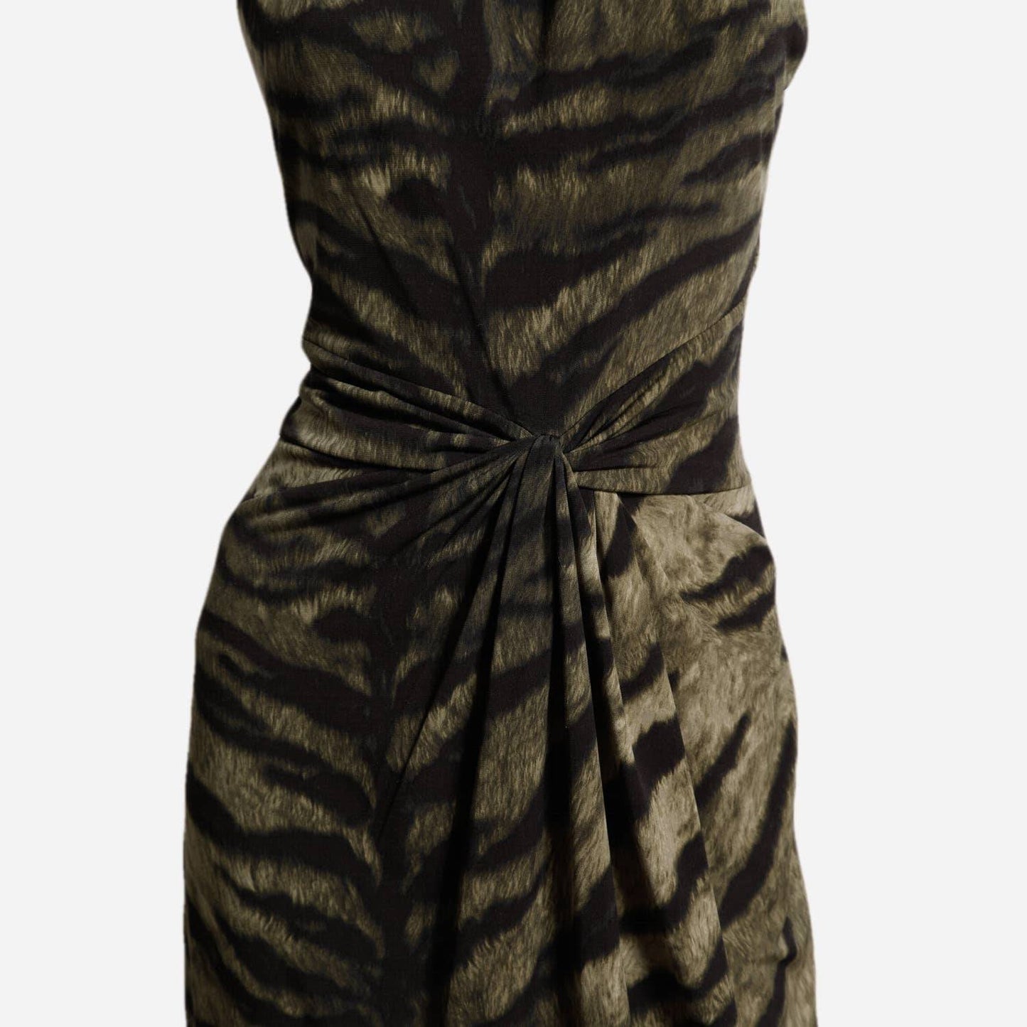 MICHAEL KORS Green and Black Tiger Print Sleeveless Dress