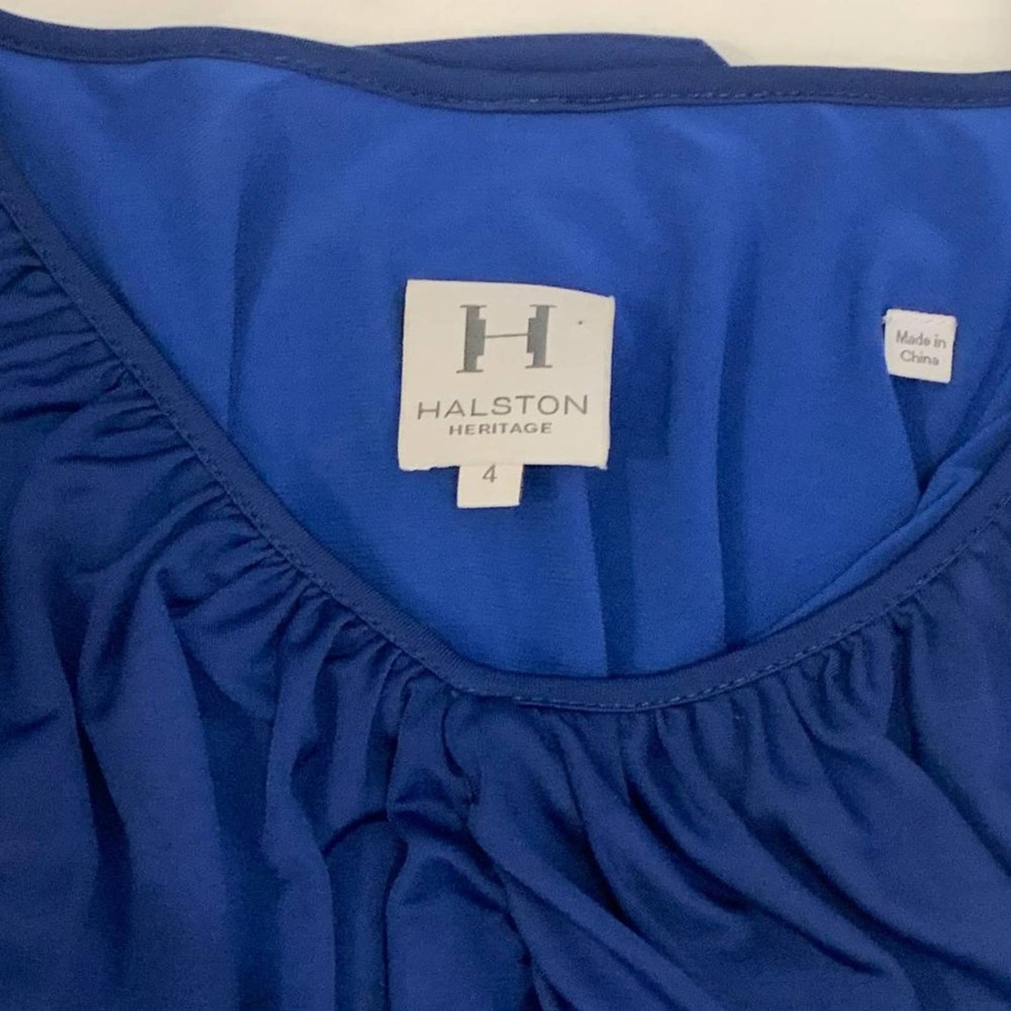 HALSTON HERITAGE Cobalt Blue Ruched Sleeveless Mini Dress