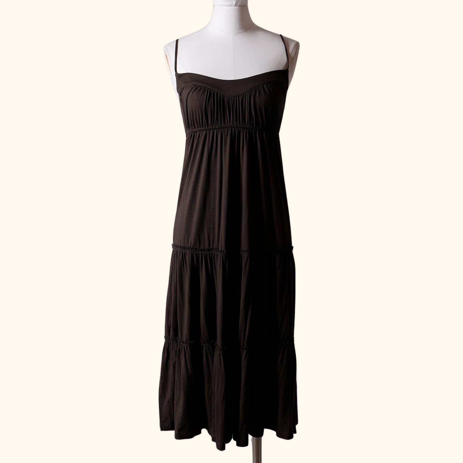 JUICY COUTURE Brown Sleeveless Tiered Trapeze Dress JUICY COUTURE Brown Sleeveless Tiered Trapeze Dress