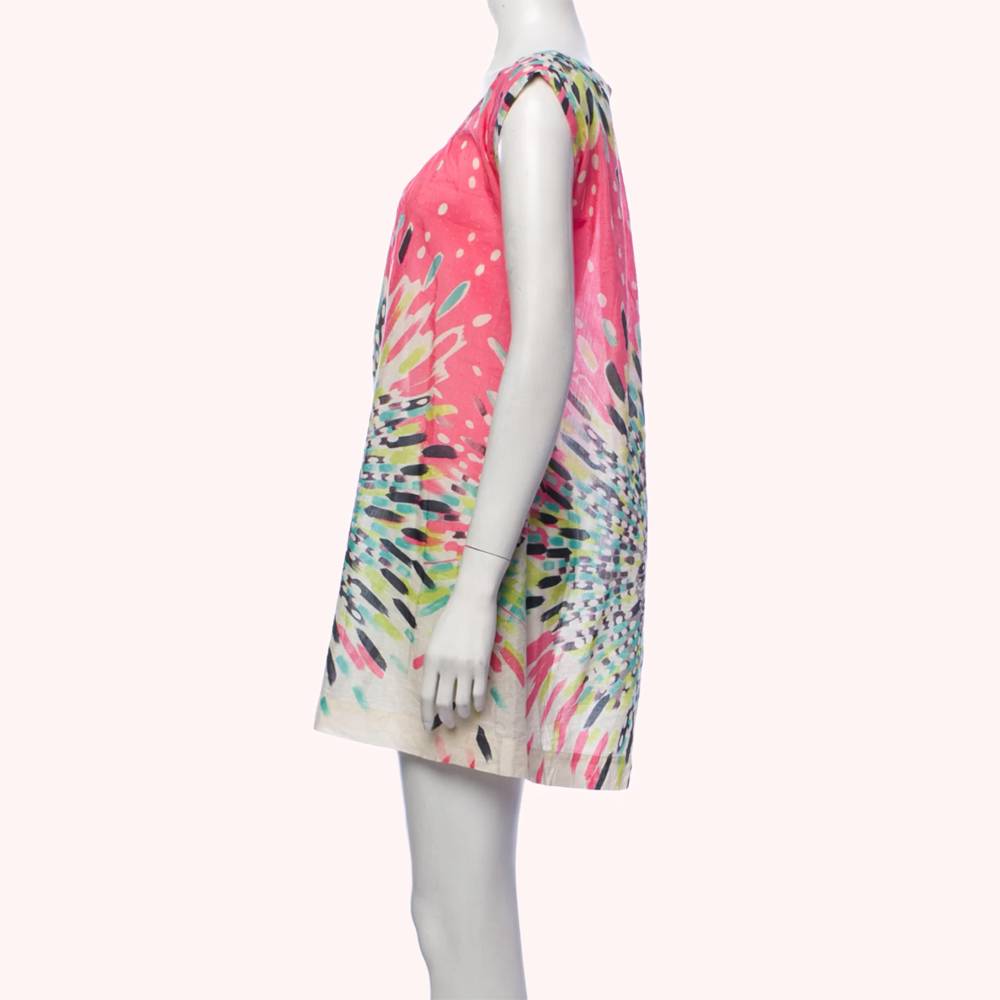 PAUL & JOE Sleeveless Printed Mini Cotton/Silk Tunic Dress