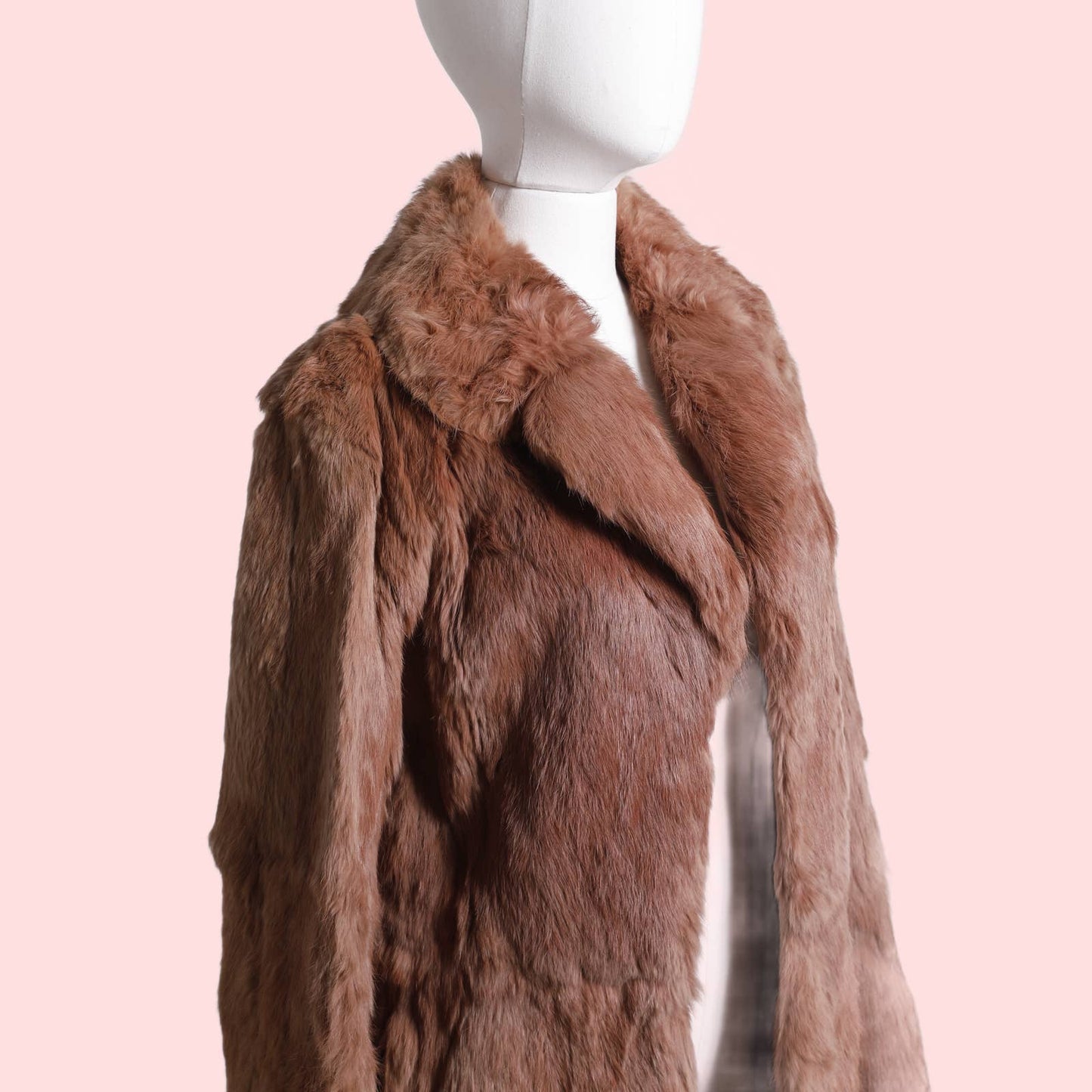VINTAGE 1970's Dusty Rose Long Fur Coat
