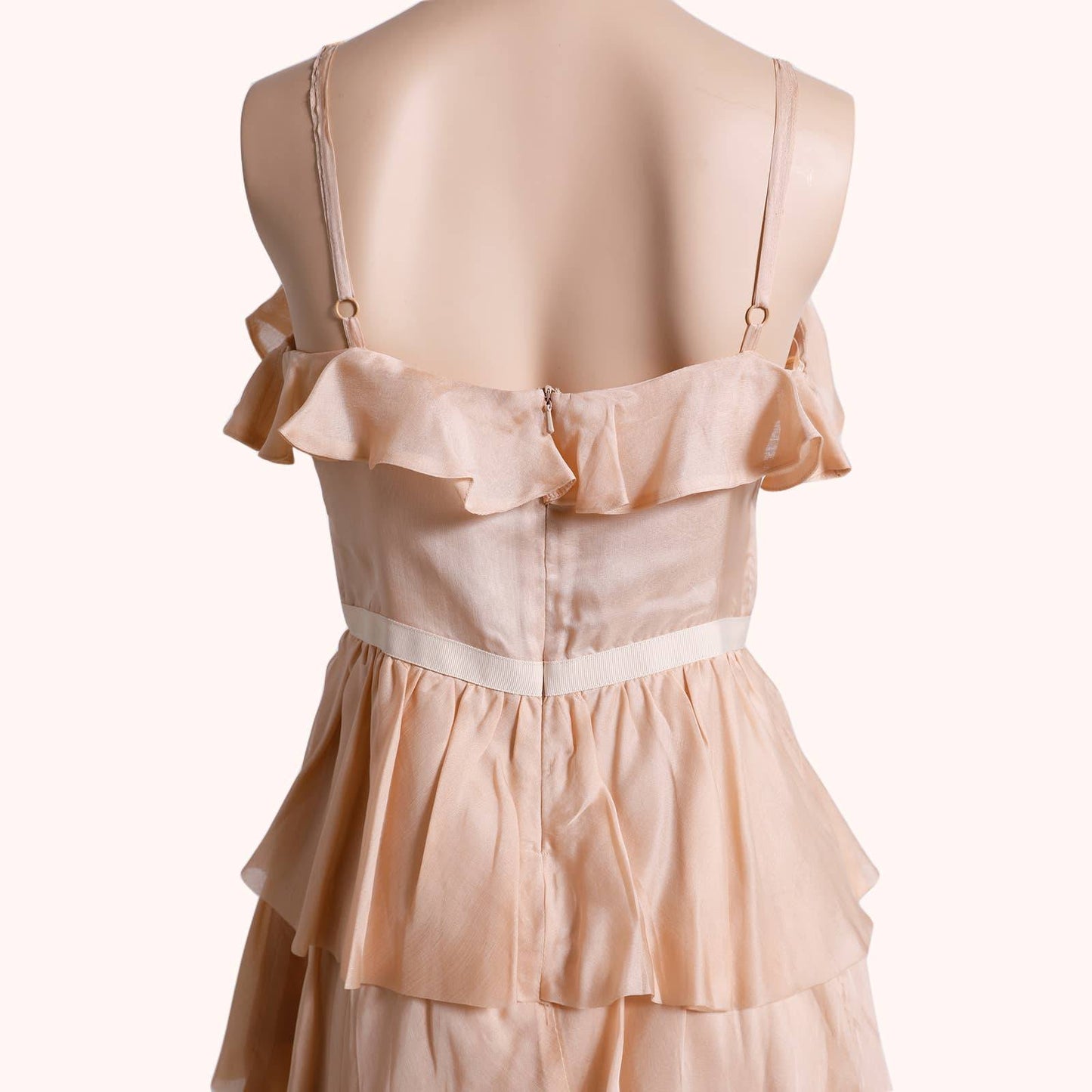 TOPSHOP Vintage Pink Ruffled Silk Sleeveless Dress