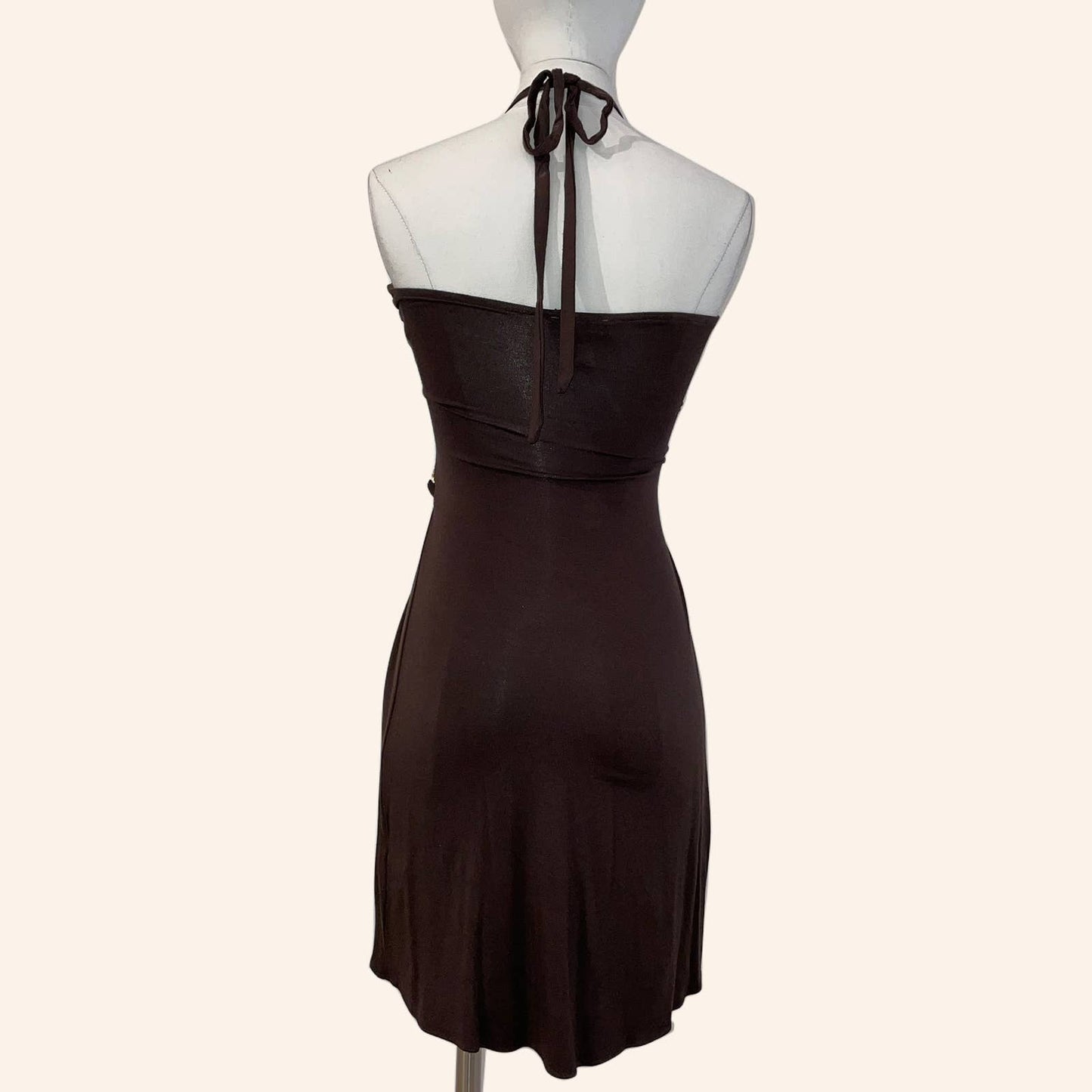 SKY Brown Mini Dress with Gold Chains