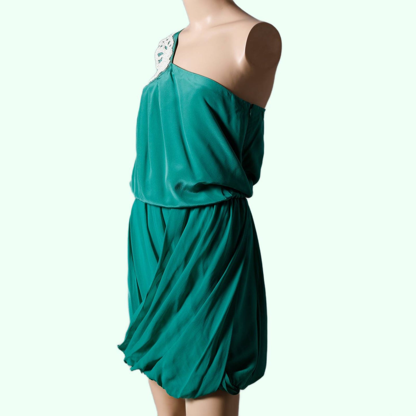 TIBI One Shoulder Turquoise Silk Dress