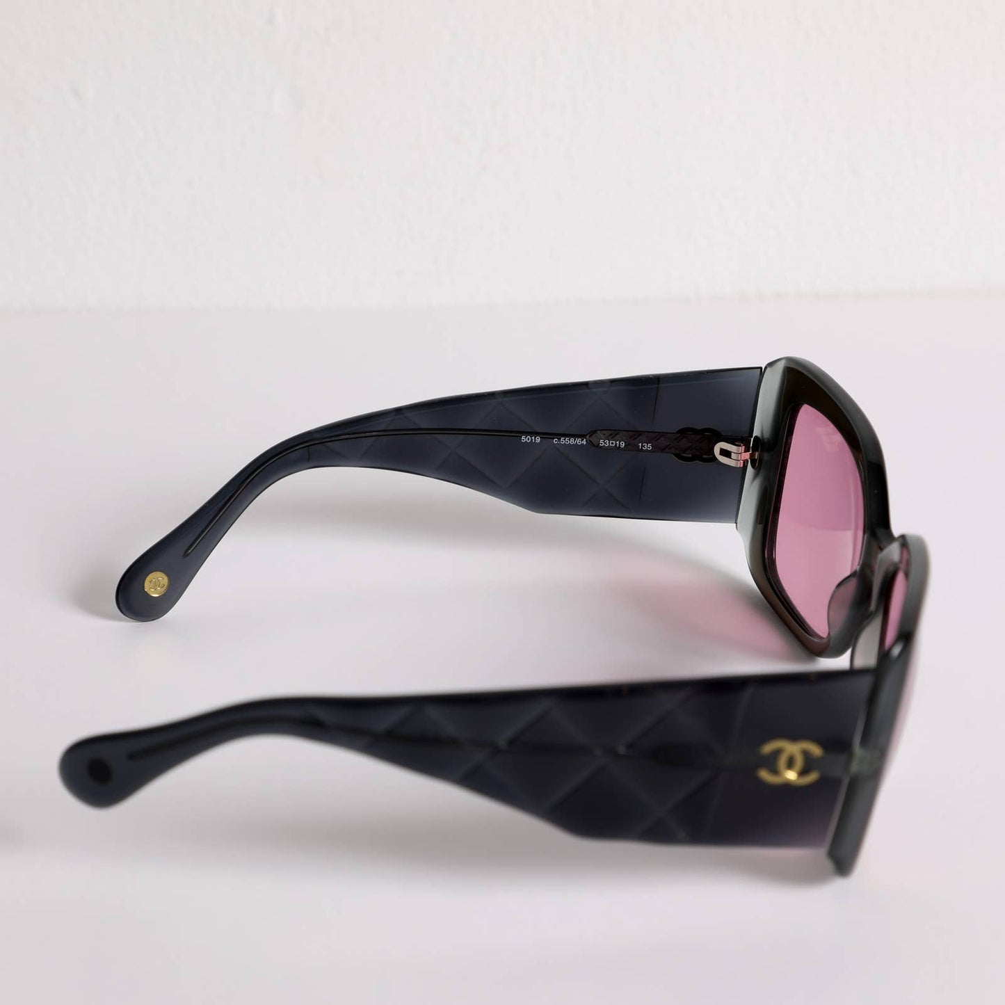 CHANEL Women's Sunglasses 5019 Quilted Pink Black Frames CC Logo