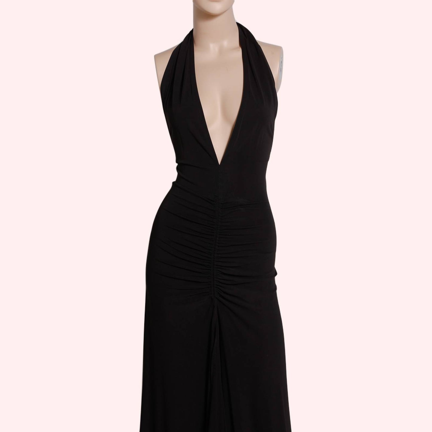 PLEIN SUD SUN Black Deep V Neck Halter Dress