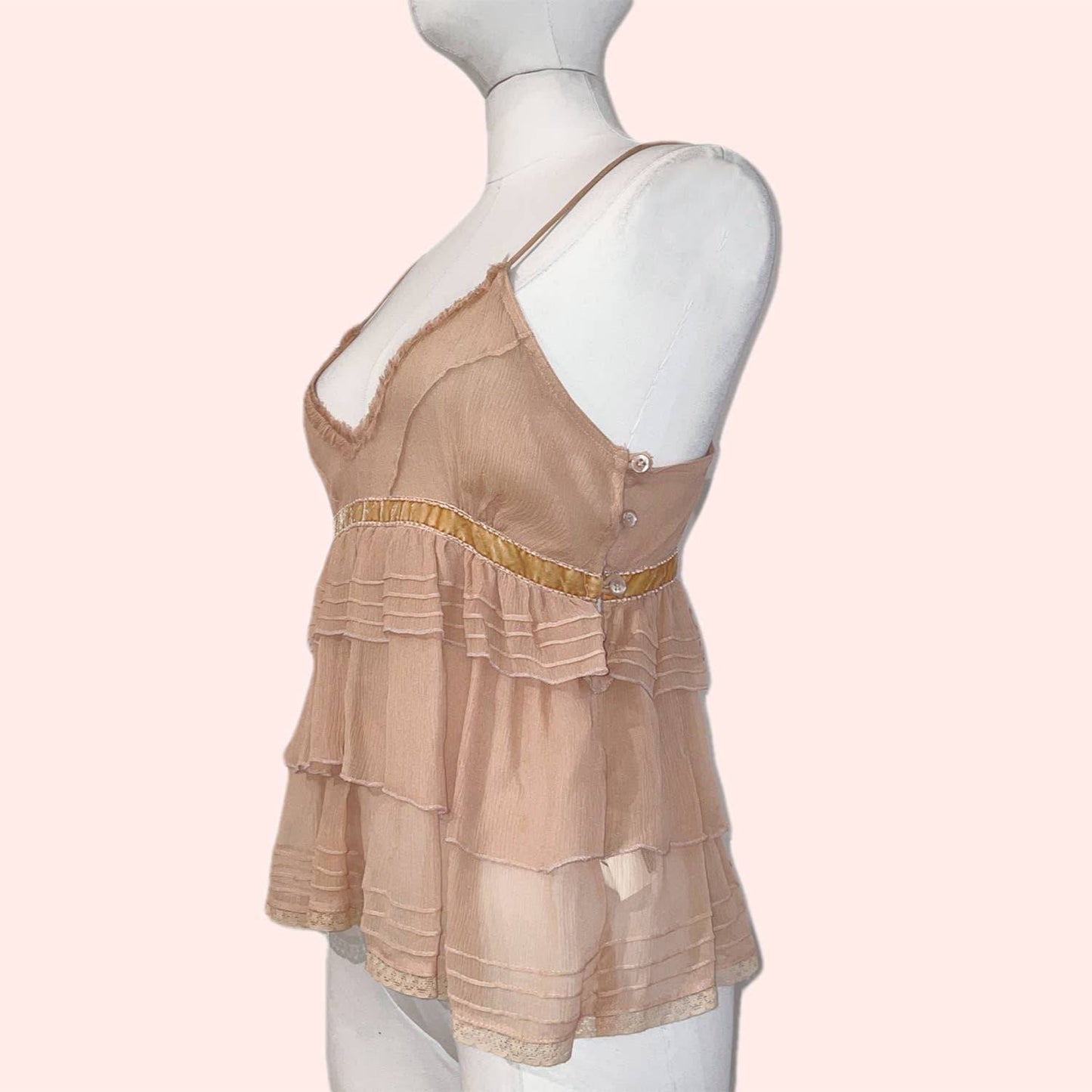 ZARA Vintage Pale Pink Spaghetti Strap Silk Top