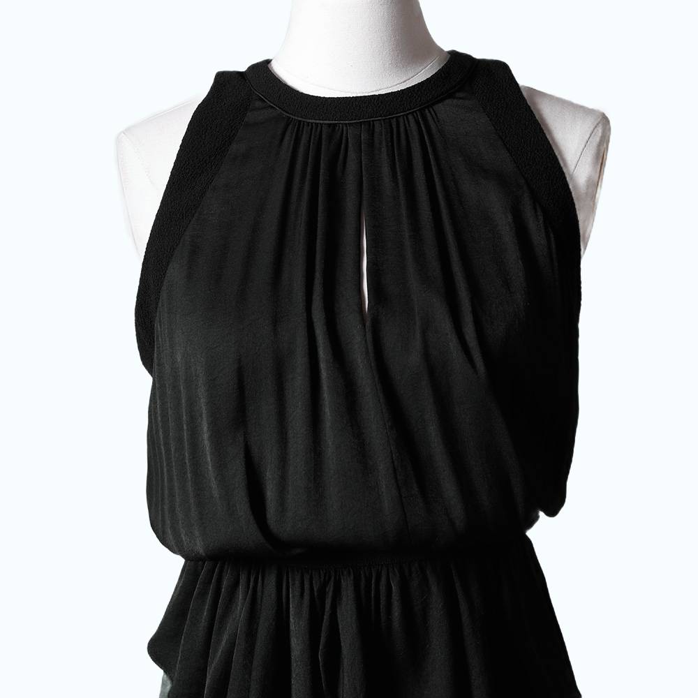 A.L.C Black and Green Draped Sleeveless Dress
