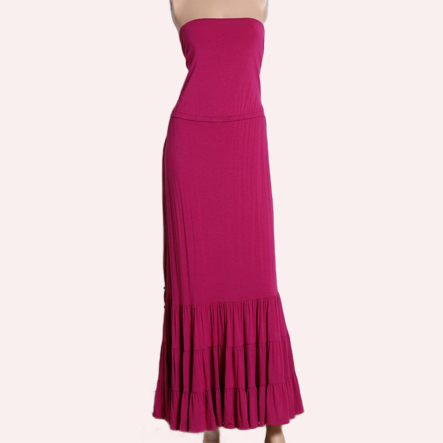 DIANE VON FURSTENBERG Magenta Pink Strapless Maxi Dress